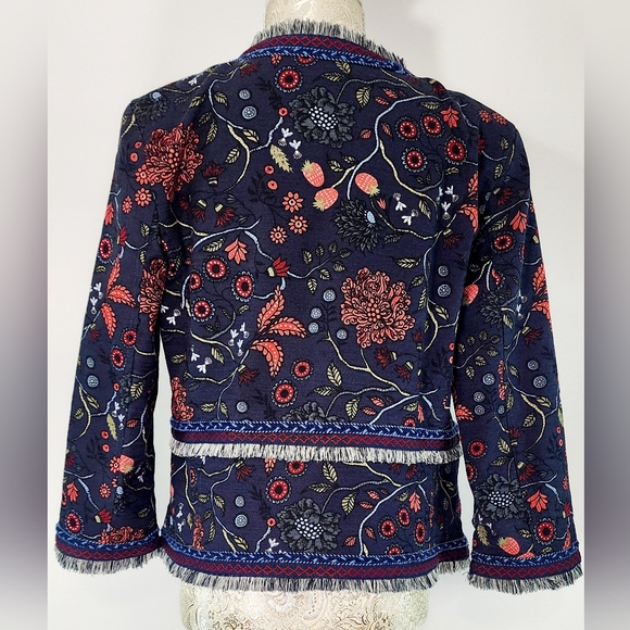 Loft womens floral & fringe cropped jacket - Picture 4 of 12